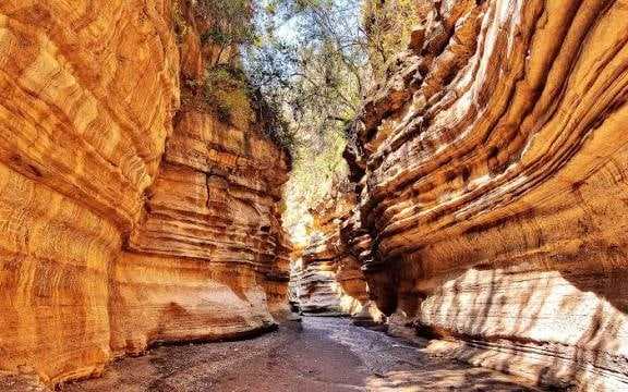 Sandstone walls of the Hell's Gate gorge near Naivasha